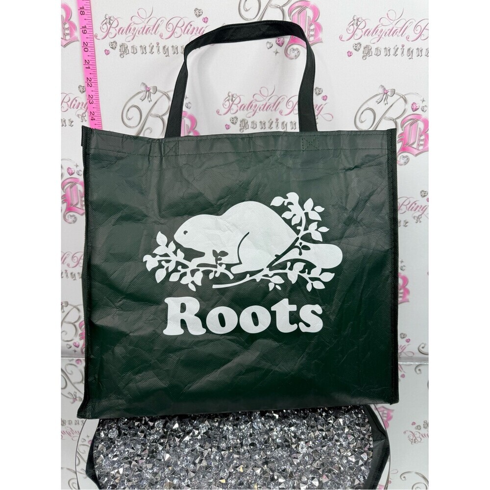 Roots bag green Tote Bag with White Beaver Logo